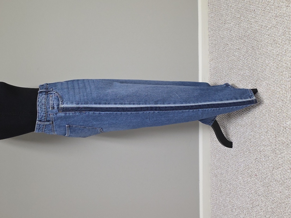 PRIMARK Wide Leg Mid Rise Jeans Two Tone Denim Side Stripe - Picture 6 of 16